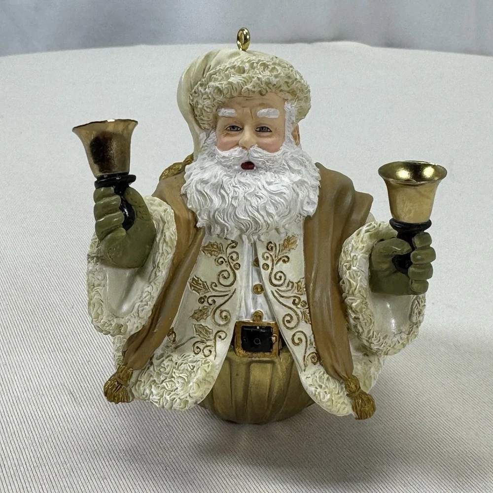 Vintage Hallmark Santa‎ gold Bell 2004 ornament Xmas holiday tree home decor